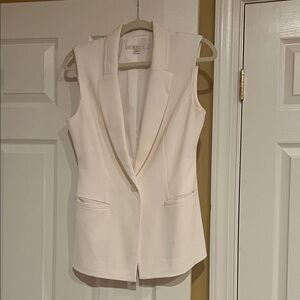 Boston Proper Cream Sleeveless Blazer